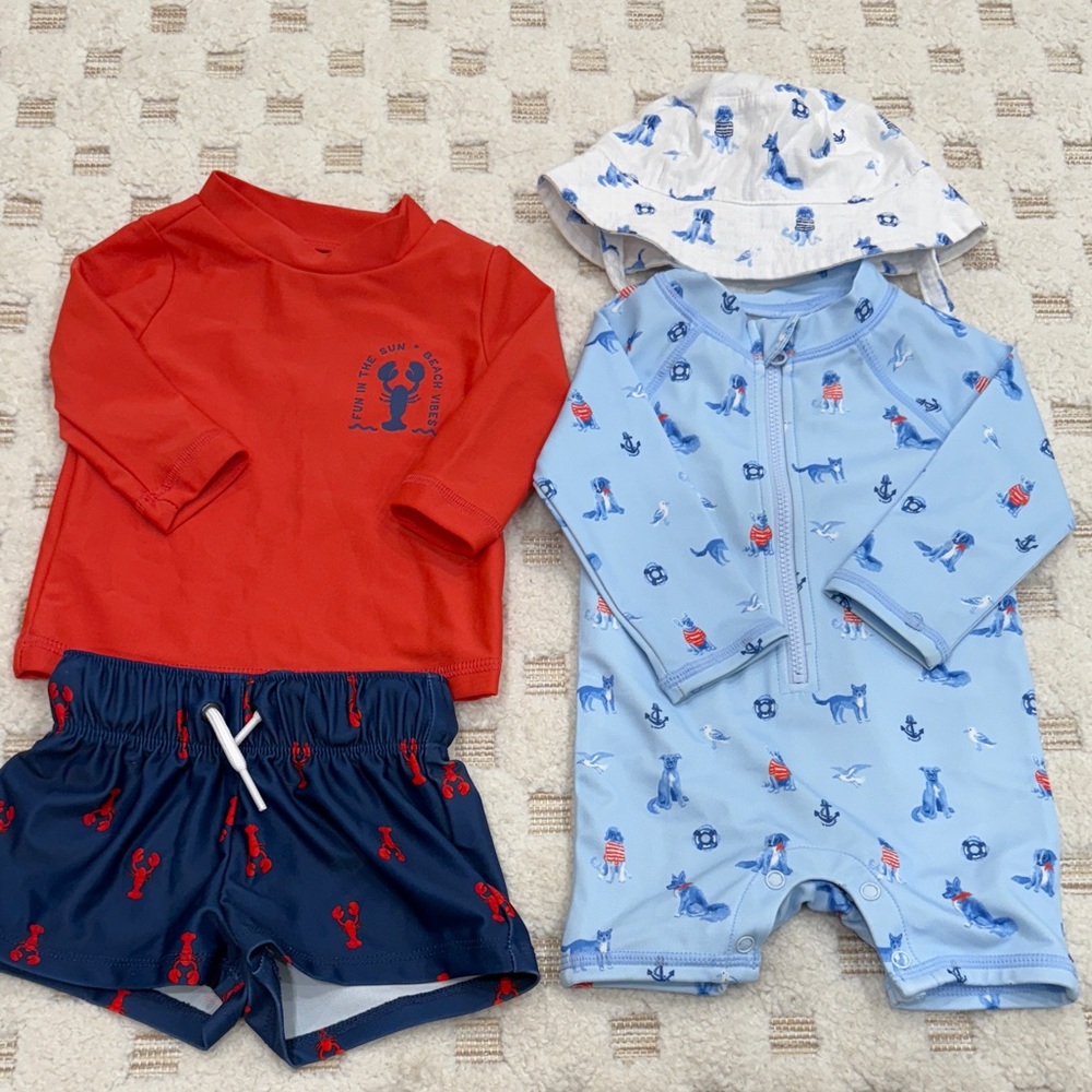 Janie and Jack Red and Blue Kids Swim Set